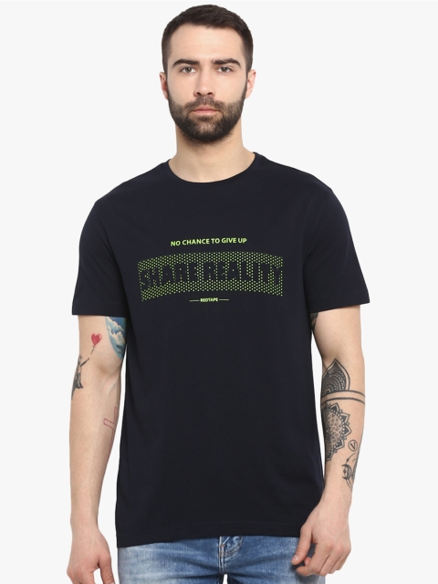 

Red Tape Men Navy Blue Printed Round Neck T-shirt