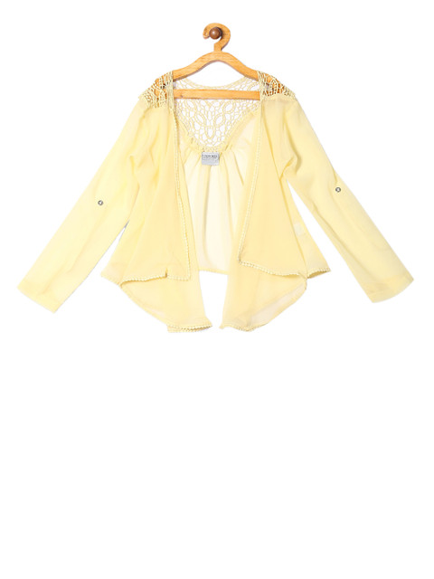

Cherokee Yellow Solid Open Front Shrug