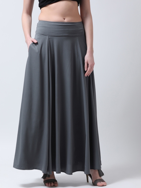 

Castle Women Grey Solid Flared Maxi Skirt