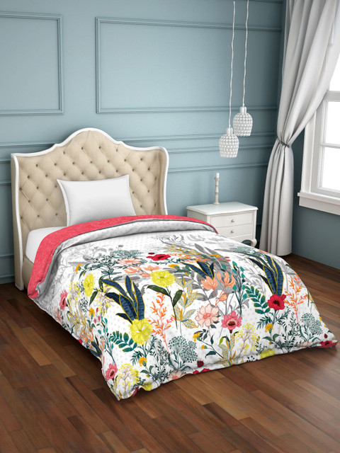 

SPACES White & Pink Abstract AC Room 150 GSM Single Bed Comforter