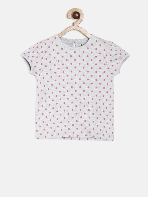 

MINI KLUB Girls Grey Printed Pure Cotton Top