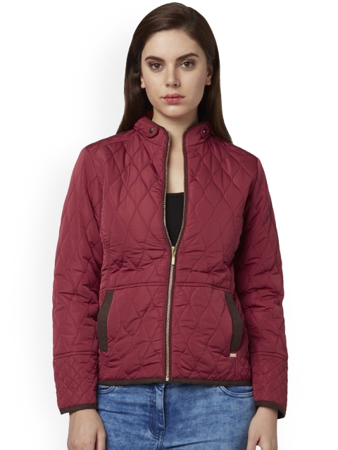 

Park Avenue Women Red Solid Quilted Jacket