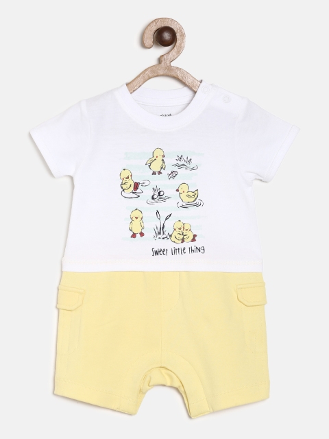

MINI KLUB Boys White & Yellow Printed Romper