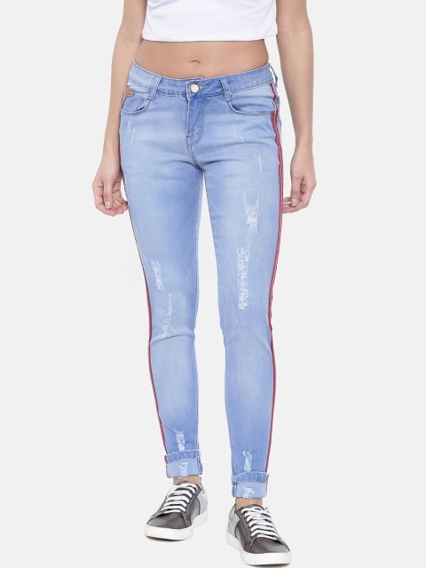 

ZHEIA Women Blue Skinny Fit Mid-Rise Mildly Distressed Jeans