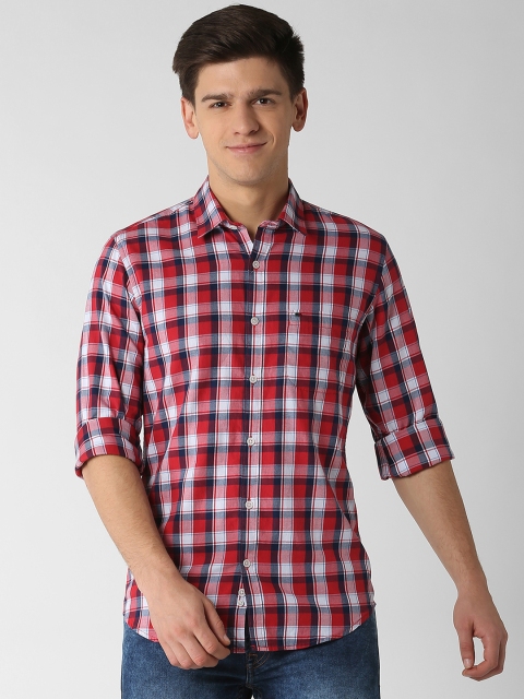 

Peter England Casuals Men Red Slim Fit Checked Casual Shirt