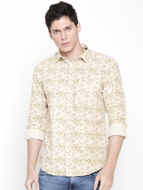 

CAVALLO by Linen Club Men Off-White Regular Fit Printed Linen Casual Shirt
