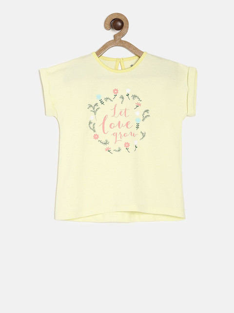

MINI KLUB Girls Yellow Printed High-Low Top