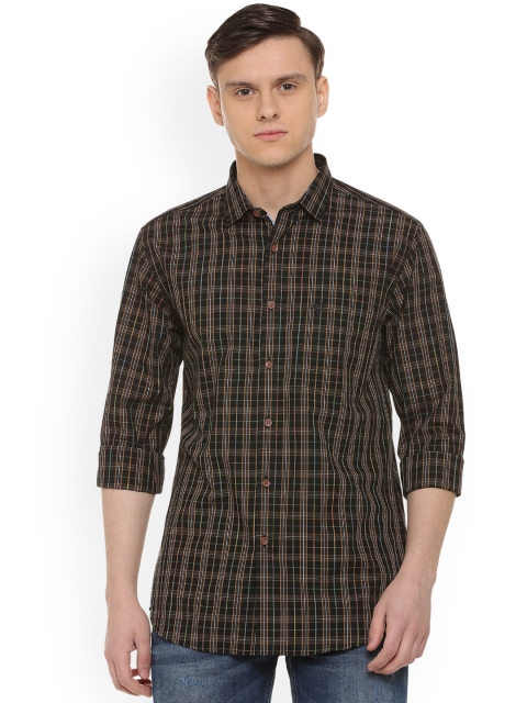 

Allen Solly Men Black & Brown Regular Fit Checked Casual Shirt