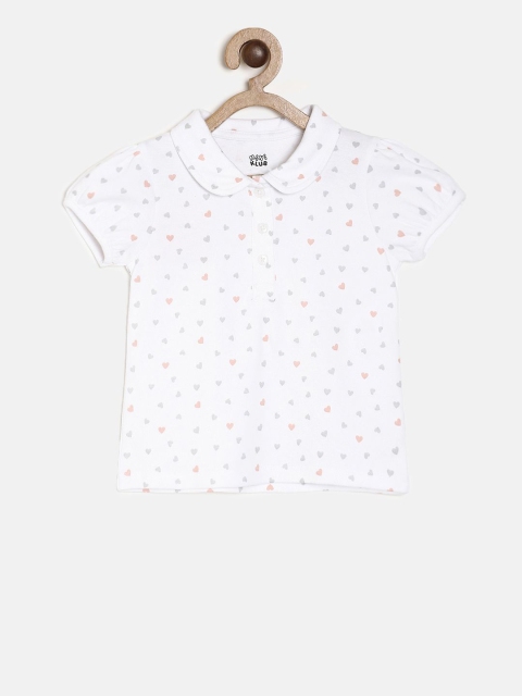 

MINI KLUB Girls White Printed Pure Cotton Top