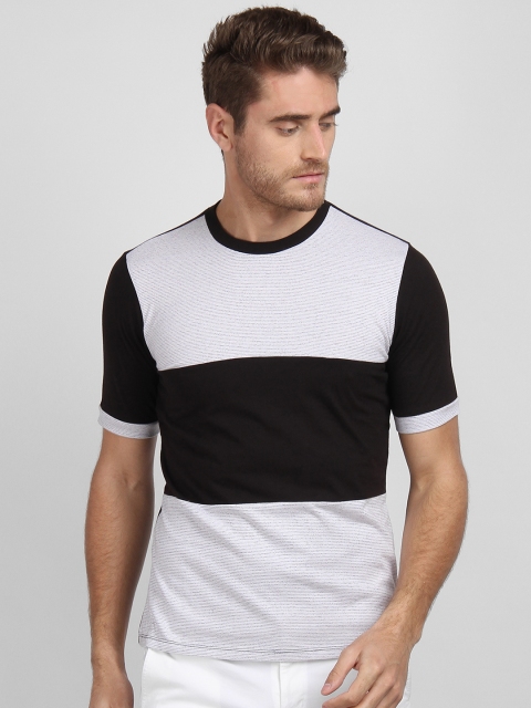 

LA LOFT Men Black Colourblocked Round Neck T-shirt