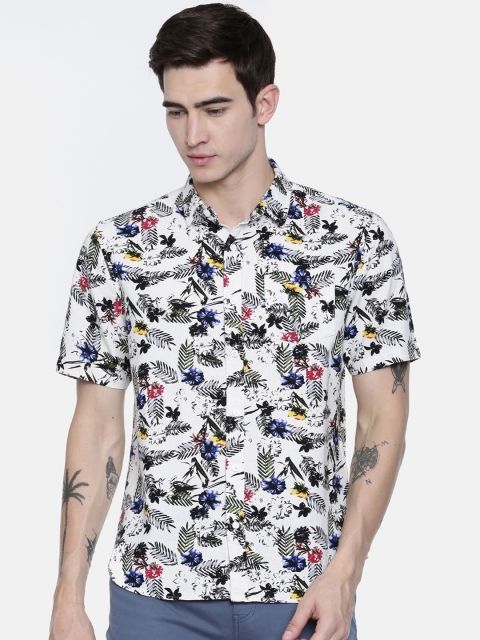 

Breakbounce Men Multicoloured Regular Fit Printed Casual Linen Shirt, Multi