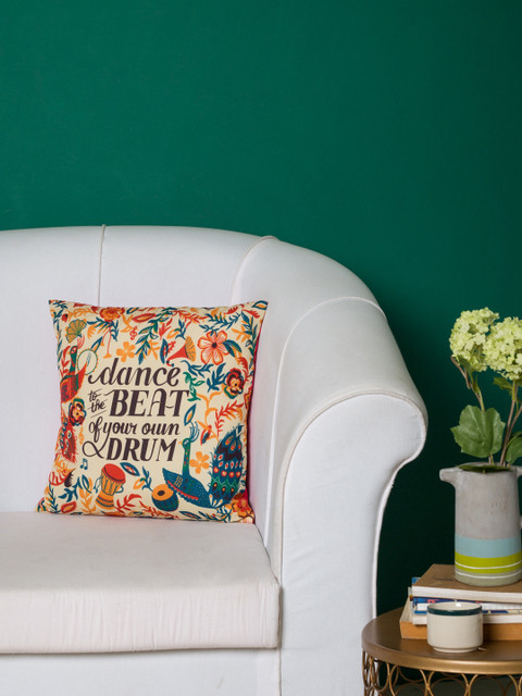 

Chumbak White Quirky Printed Square Cushion Covers