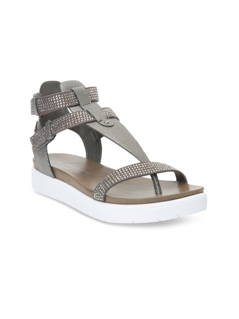 

Bugatti Women Grey Embellished Open Toe Flats
