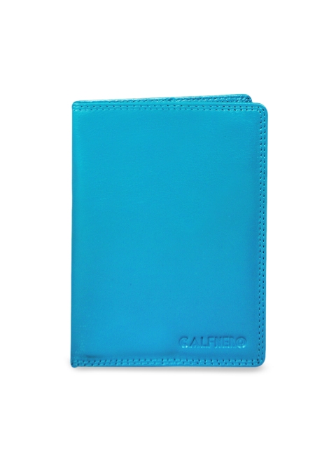 

CALFNERO Unisex Turquoise Blue Solid Leather Passport Holder