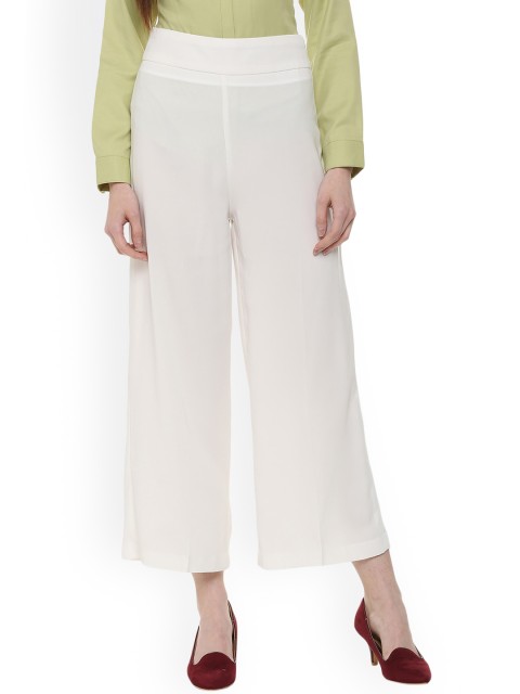 

Van Heusen Woman Women White Regular Fit Solid Parallel Trousers