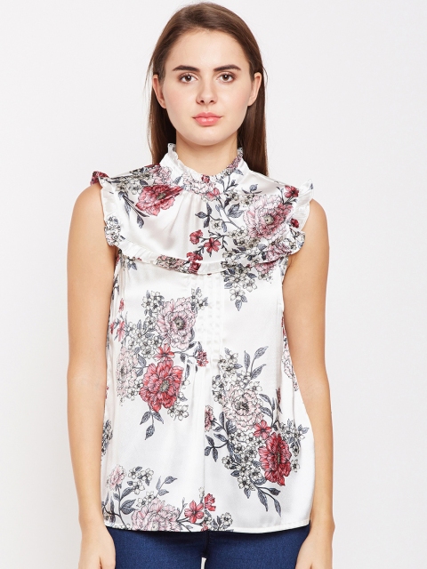 

Oxolloxo Women White Printed A-Line Top