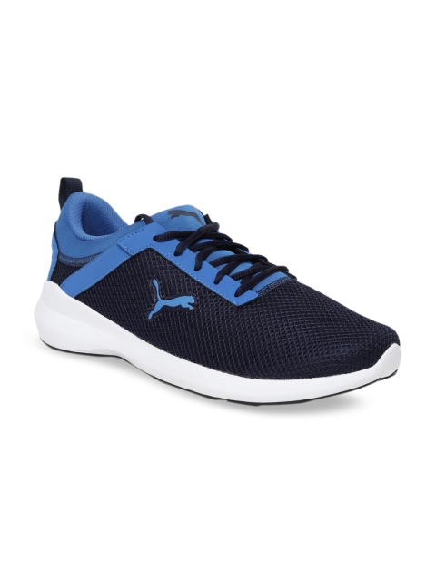 

Puma Men Navy Blue Mesh Mid-Top Running Shoes 37116802-Peacoat