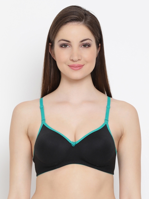 

Clovia Cotton Padded Non-Wired T-Shirt Bra With Detachable Straps, Black