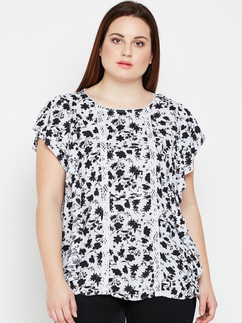 

Oxolloxo Women White & Black Floral Printed Top