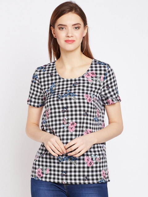 

Oxolloxo Women White & Black Floral Printed Top