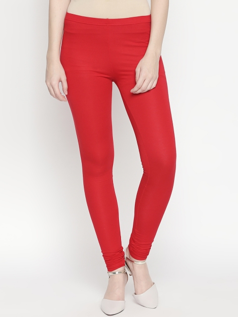

RANGMANCH BY PANTALOONS Women Red Solid Churidar Leggings