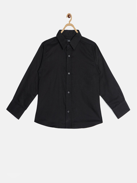 

Blue Giraffe Boys Black Regular Fit Solid Casual Shirt