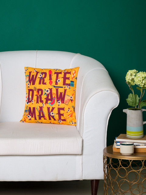 

Chumbak Yellow Single Abstract Square Cushion Covers