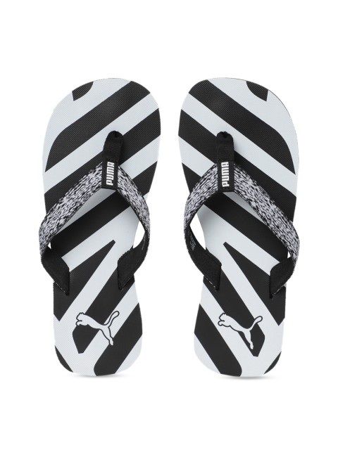 

Puma Unisex Black & White Printed Thong Flip-Flops