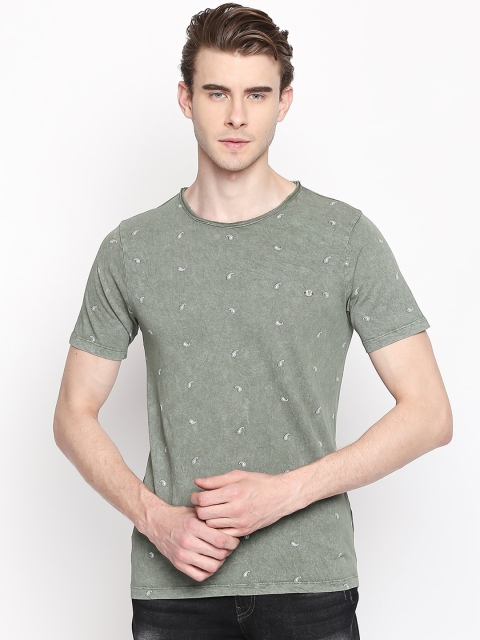 

SF JEANS by Pantaloons Men Olive Green Printed Round Neck T-shirt