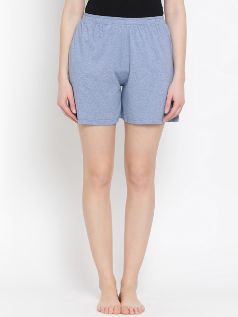 

Clovia Women Blue Solid Lounge Shorts LB0174A03