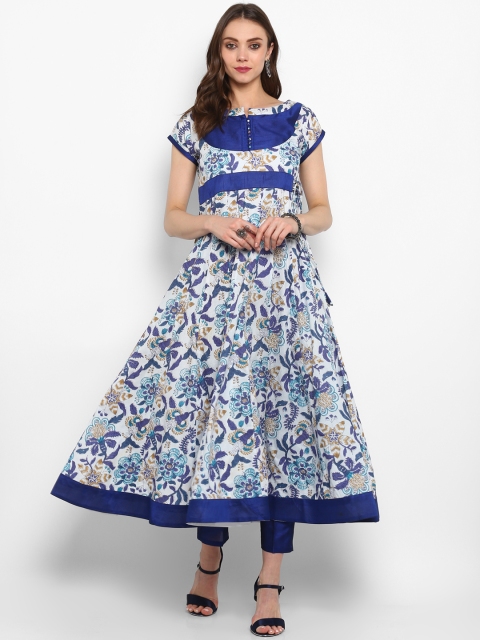 

MBE Women White Printed Anarkali Kurta