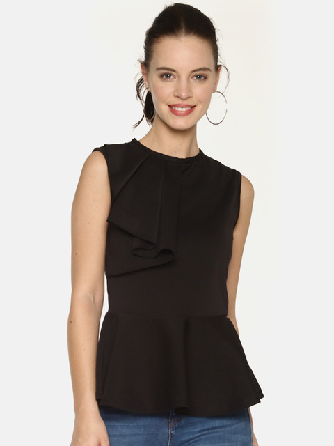 

AARA Women Black Solid Peplum Top