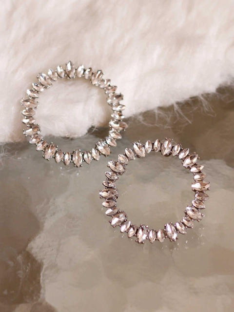 

Bellofox Women Silver-Toned Circular Drop Earrings