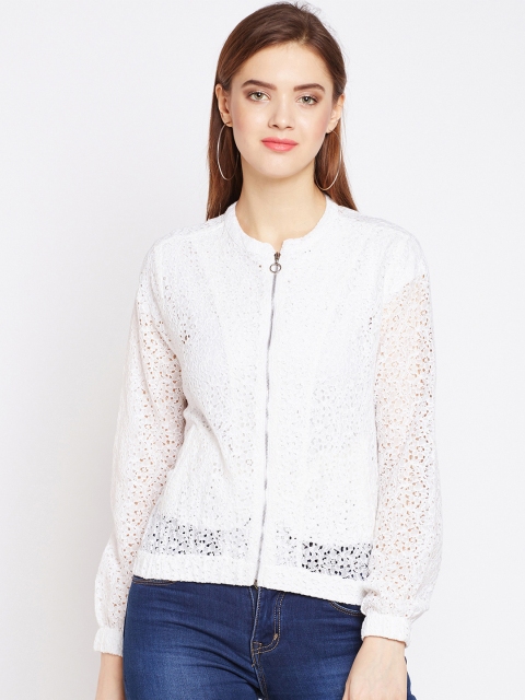 

Oxolloxo Women White Self Design Tailored Jacket