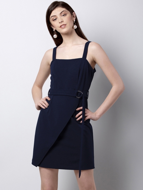 

FabAlley Women Navy Blue Solid Sheath Dress