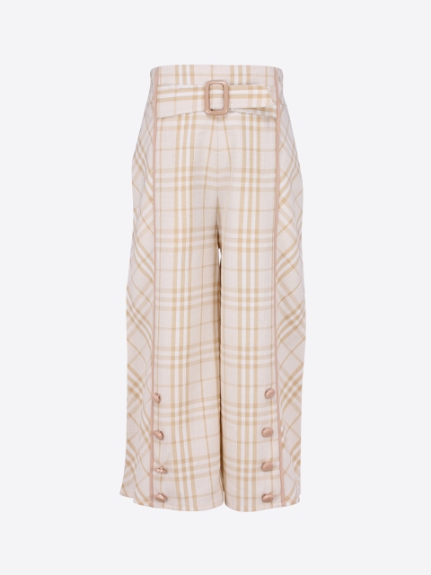 

CUTECUMBER Girls Beige Smart Regular Fit Checked Culottes