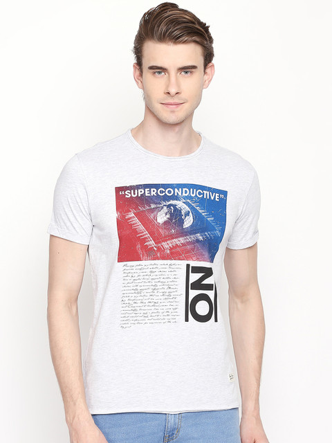 

SF JEANS by Pantaloons Men Grey Printed Round Neck T-shirt