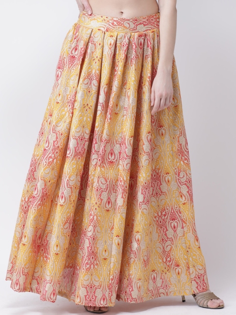 

Castle Women Yellow Printed Flared Maxi Skirt
