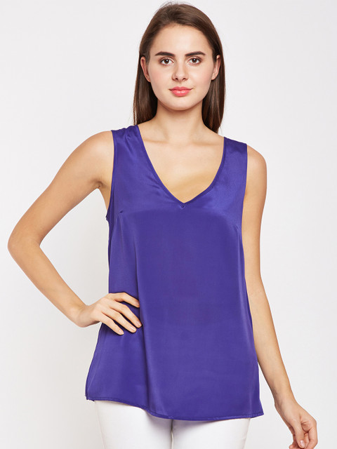 

Oxolloxo Women Purple Solid A-Line Top
