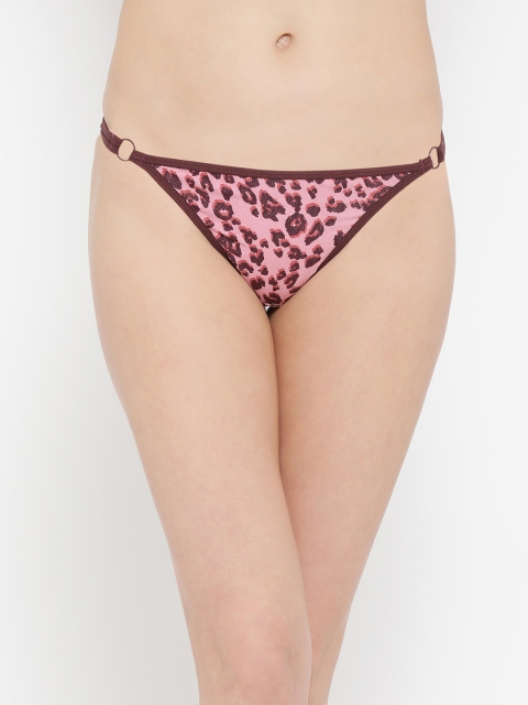 

Clovia Women Brown & Pink Printed ThongsPN3073P06XL