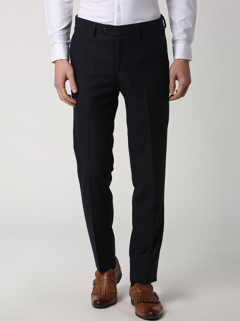 

Peter England Elite Men Blue Slim Fit Self Design Formal Trousers