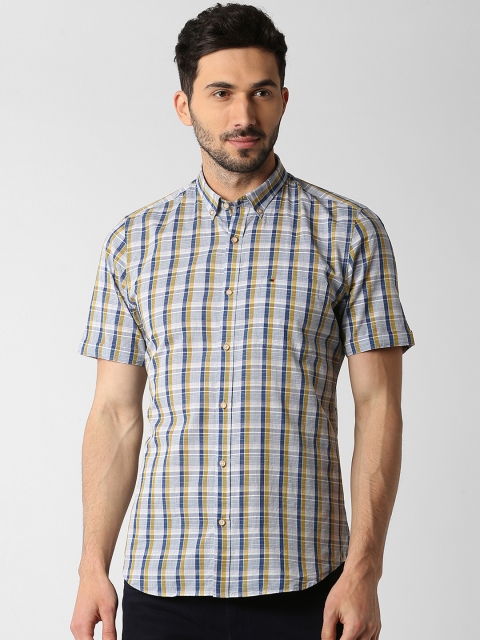 

Peter England Casuals Men Grey Slim Fit Checked Casual Shirt