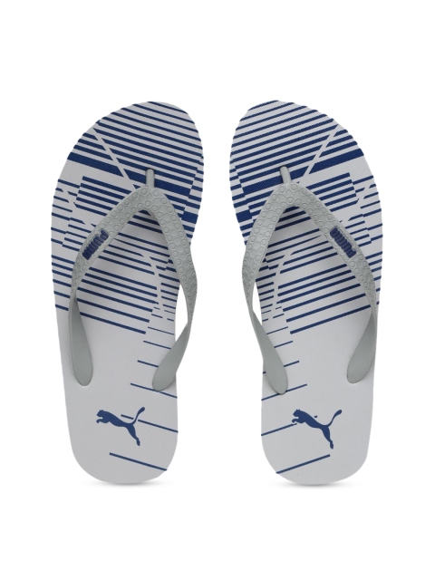 Puma Unisex Grey & Navy Blue Solid Flip Flops