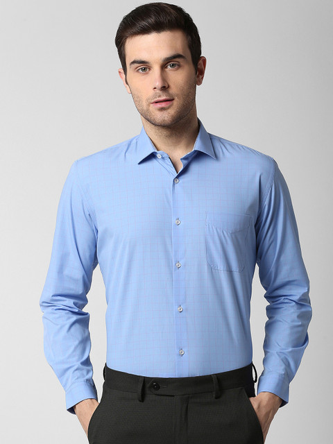 

Peter England Men Blue Slim Fit Checked Formal Shirt
