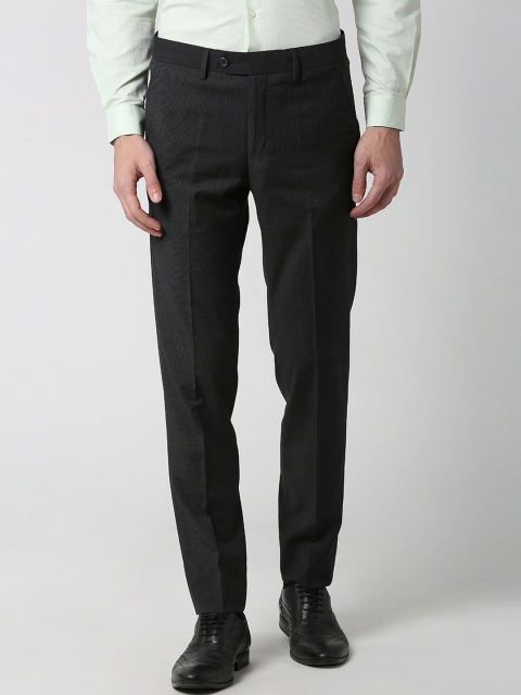 

Peter England Elite Men Black Slim Fit Self Design Formal Trousers