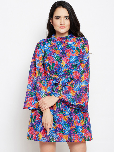

Oxolloxo Women Multicoloured Printed Fit & Flare Dress, Multi