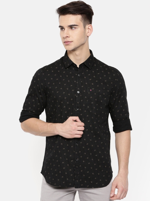 

COOL COLORS Men Black Slim Fit Printed Casual Shirt