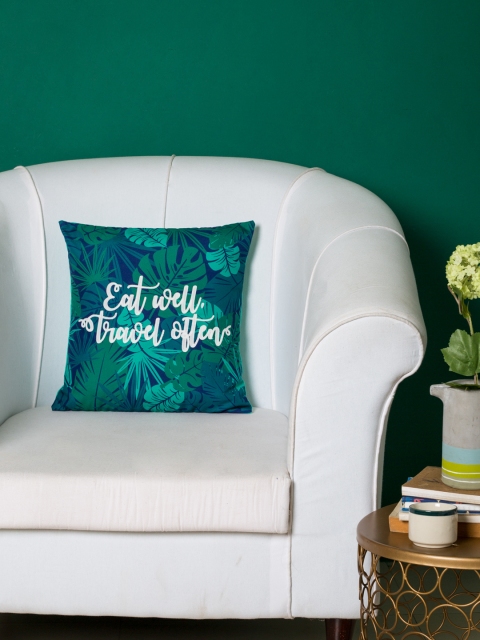 

Chumbak Navy Blue Single Floral Square Cushion Cover