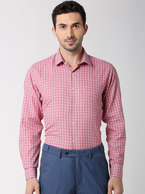 

Peter England Men Pink Regular Fit Checked Formal Shirt