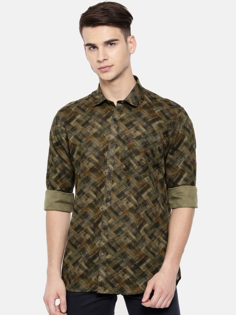 

COOL COLORS Men Rust Slim Fit Printed Casual Shirt